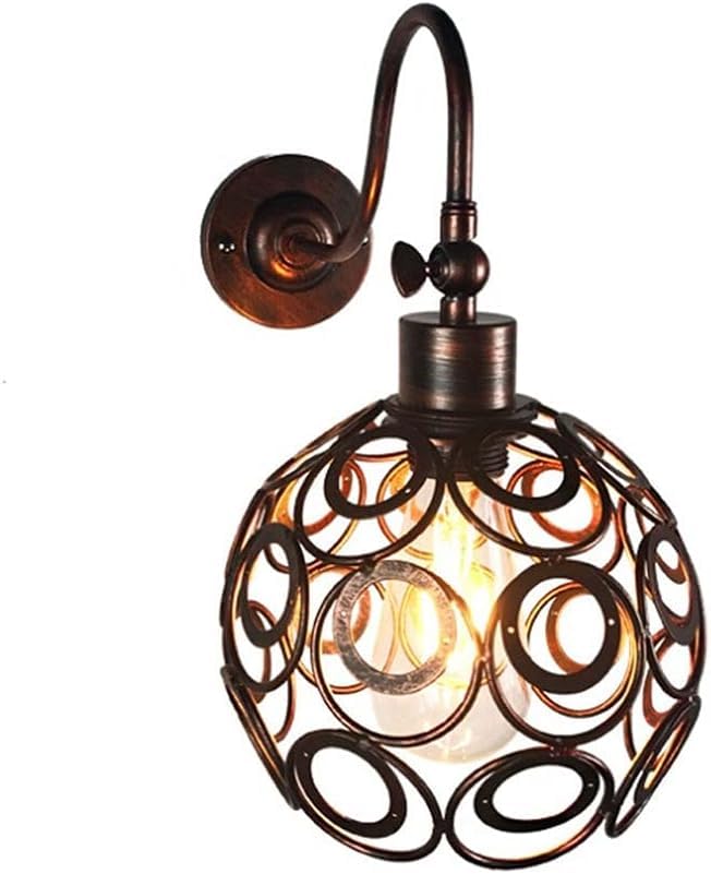 Genérico Lámparas de pared calidad, apliques negros, juego 1 lámpara interior con cuello cisne y jaula alambre industrial, Araña de luces