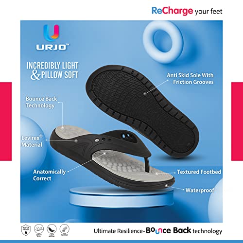 Image of URJO FOAM Men's Slippers /FlipFlops Lightweight Super Flexible Arch Support Durable Anti Skid & Stylish Dailywear Slippers /FlipFlops for Men