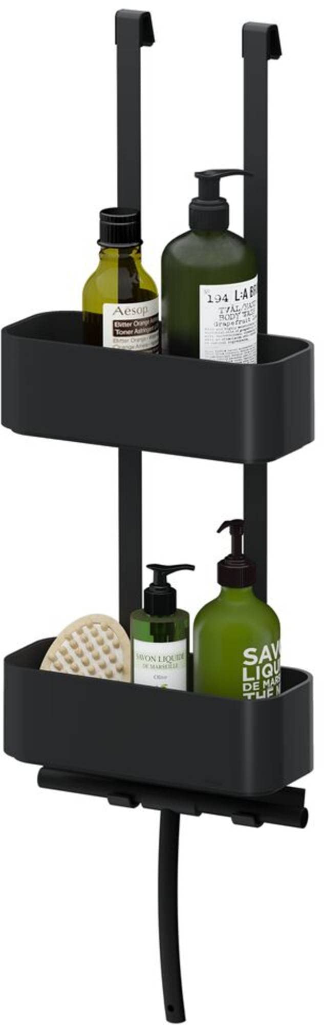 Tiger 2-Store Hanging Shower Caddy 25 cm, Black, 25 x 65 x 13 cm