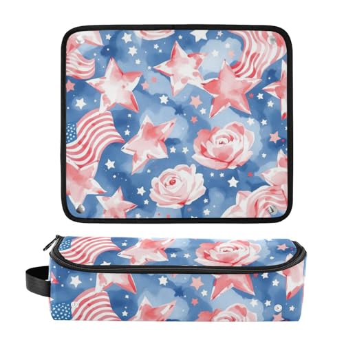Organizador 2 en 1 para herramientas de cabello con almohadilla resistente al calor, soporte de viaje para planchas, rizadores y alisadores, con diseño de bandera en acuarela miniatura 3