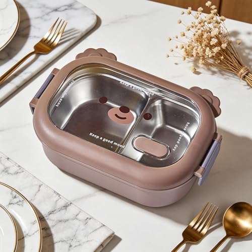 Boîte repas compartimentée métal pour éviter les déjeuners renversés