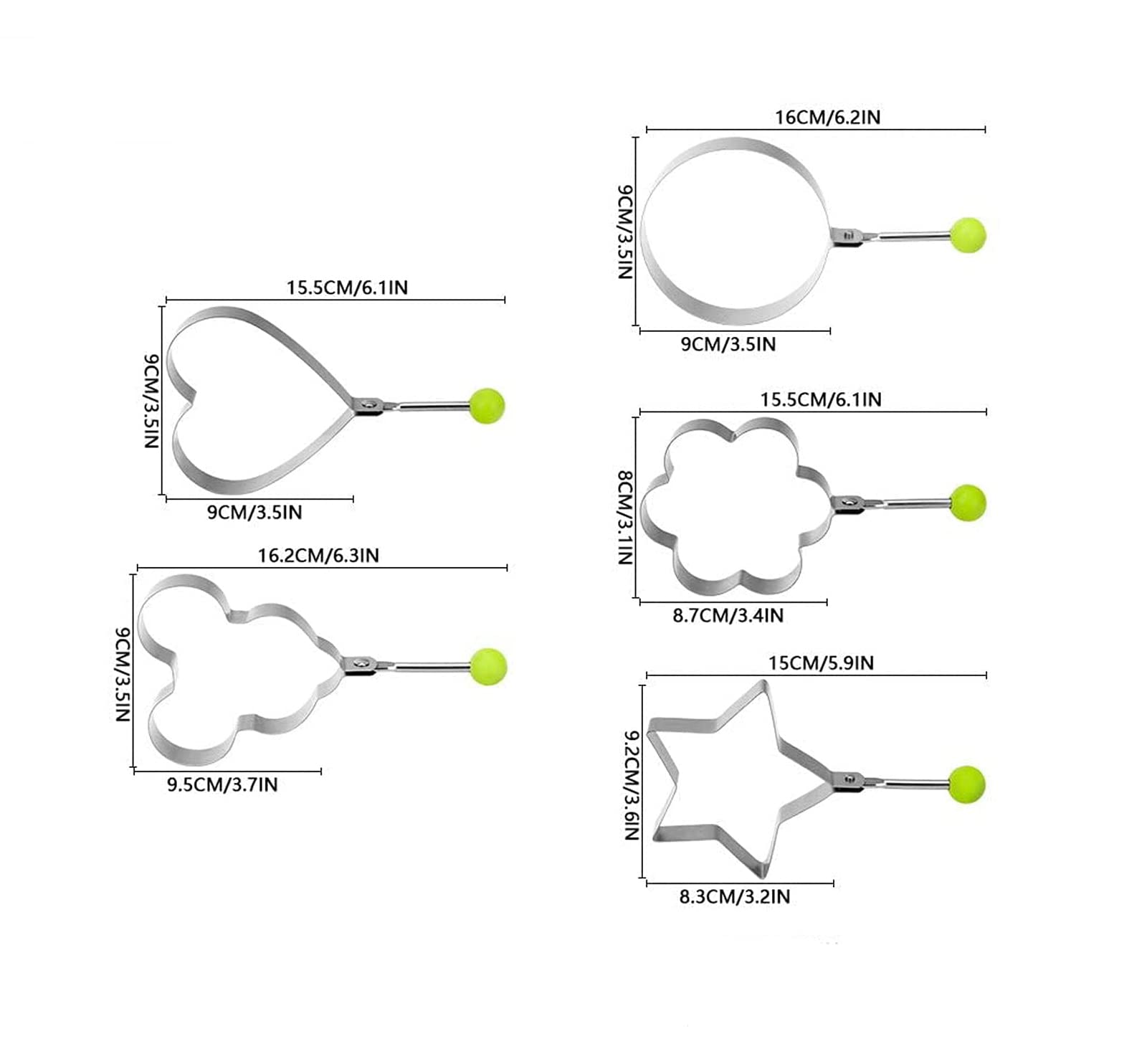 Stampo Pancake E Uova In Acciaio Inox - 2 Pezzi Antiaderenti Con Manico, Per Colazioni Perfette