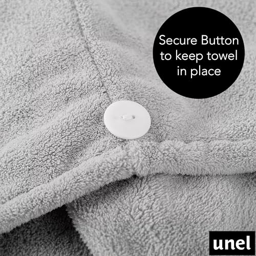 unel Rapid Dry Hair Towel, Microfibre Fast Drying Soft and Anti Frizz Head Towel, Super Absorbent & Soft, 65cm x 25cm (Grey, 2) - Image 3