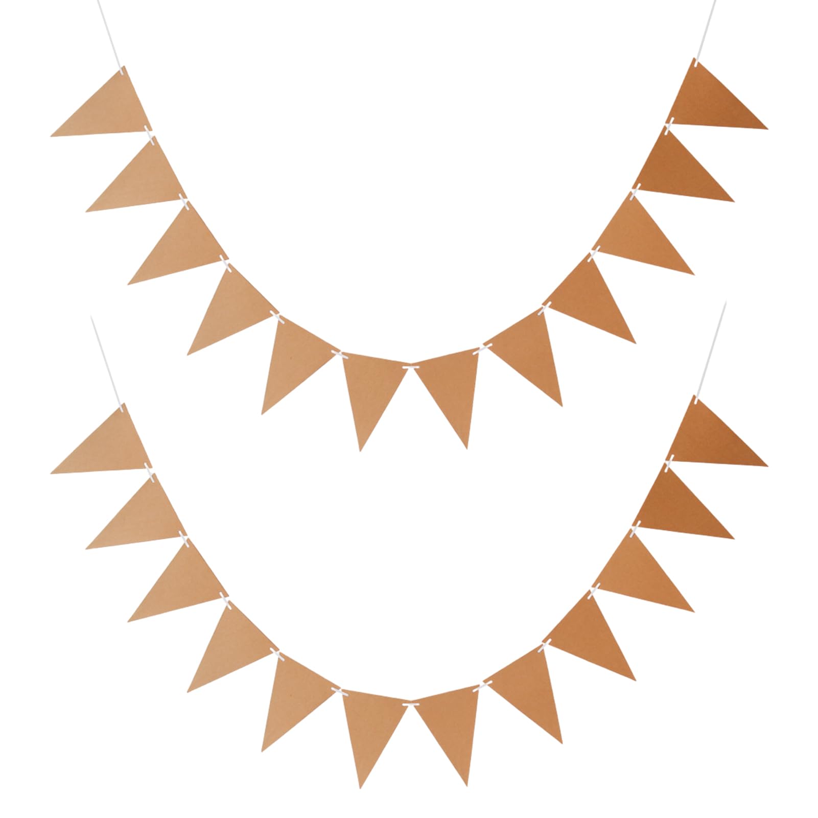 POHOVE 24 Pcs Krafts Card Bunting Flag With Rope,Make Your Own Bunting Decorations & Birthday Party Banners 13x18cm Triangle Flags(Khaki)