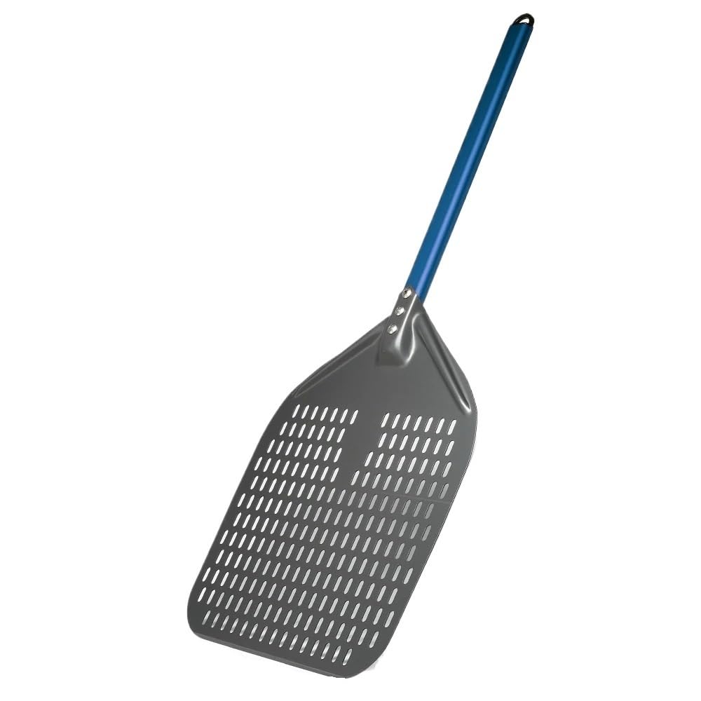 WANGSHAOWEI Pizza ​Paddle 12/13/14/ Inch Pizza Peel Perforated Pizzas Shovel Retangular Paddle With Aluminum Alloy Blue Handle(12 inch 71cm Blue)