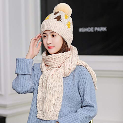 Bonnet tricoté chaud pour femme écharpe doublée épaisse contre le froid