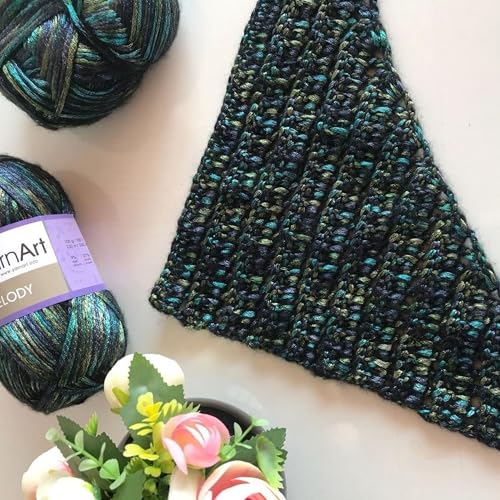 Image of YarnArt Melody Variegated Chainette - Metallic Sheen Fiber for Knitting, Crochet & Embroidery, 100g (3.5 oz) Skein, 230m (251 yd), Premium Blend of 70% Polyamide 21% Acrylic 9% Wool (906)