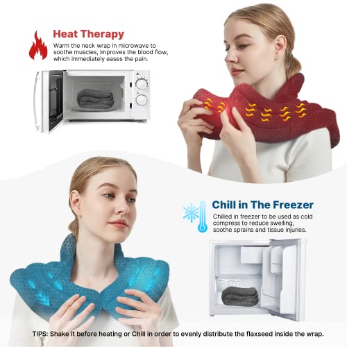 MORLIDEN Microwave Heating Pad for Neck and Shoulders, Additional Large Weighted Add Microwavable Heated Neck Wrap Warmer, Freezer or Microwave Heating Pad for Pain Relief - Thumbnail 4