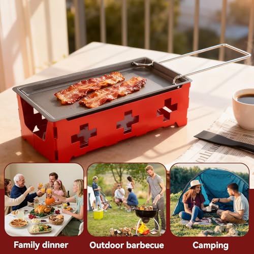 Raclette Grill, Portable Candlelight Cheese Raclette Non Stick Rotaster Baking Tray Stove Set Home Kitchen Grilling Tool - Image 3