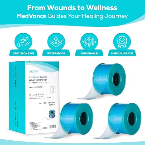 Image of MedVance Silicone Adhesive Medical Tape, Scar Sheet,1 inch x5' (3 Pack)