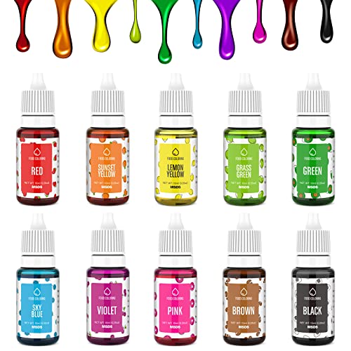 Waysroma Lebensmittelfarbe 10 Farben x 10ml Hochkonzentriert Lebensmittelfarbe Flüssig für Backen Kuchen Macaron Kekse Kuchendekoration Backen Farbe Glutenfrei Zuckerfrei Dessert