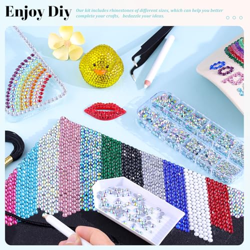 6100Pcs Jelly Resin Rhinestones for Crafting with 2Pcs 10ml B7000 Jewelry Glue, 1 Box Flatback Crystals Diamond (Clear AB) for Bedazzling Crafts DIY Nail Art Non Hotfix Gems for Clothing Shoes