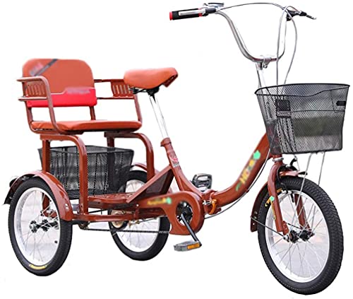 Triciclo para adultos plegable, triciclo de 3 ruedas de 16 pulgadas con marcha única, asiento amortiguado y cesta de almacenamiento, ideal para personas mayores y compras miniatura 1