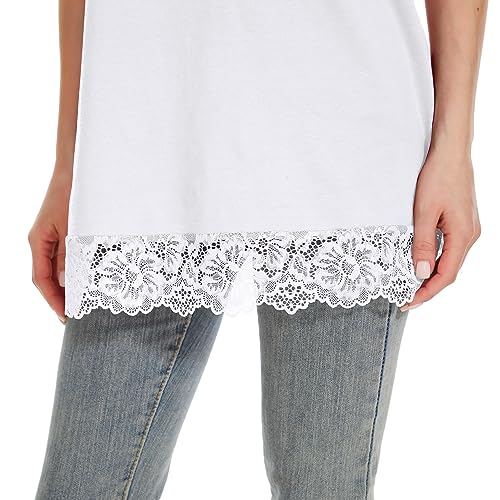 TAIPOVE Long Lace Camisole Tank Tops for Women for Under Clothes Cotton Layering Shirt Extender Sleeveless Tunic 2PKS3