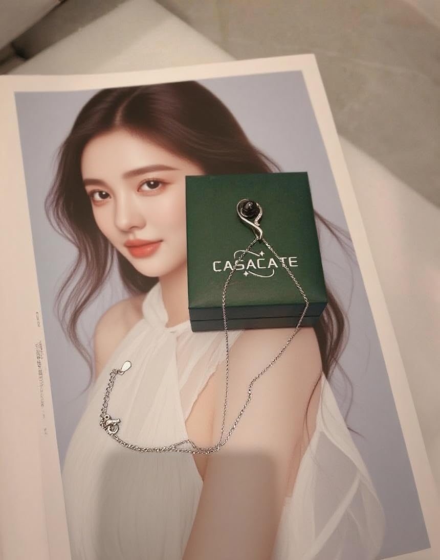 Gifts for Women Wife-Black-zirconia bead- S925 sterling silver Necklace-Gift for Wife Wedding Birthday Anniversary Jewelry-Mom Day Gifts for Mom Women Valentines Christmas Day - Image 6