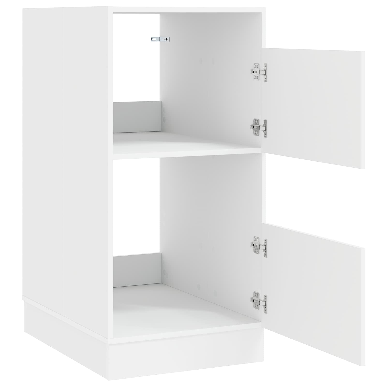 Mobile portabiancheria con vano portaoggetti, bianco, 50 x 68 x 102 cm, in legno con 2 ante e 4 scomparti, armadio multiuso per bagno, camera da letto, ufficio, soggiorno, cassettiera stabile
