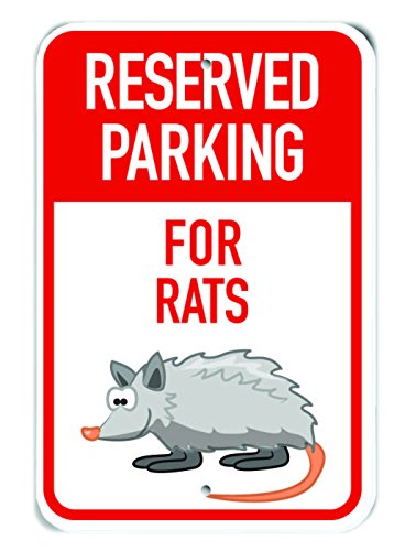 Panneau reserved parking for rats en aluminium 30x45 cm pour signalisation murale extérieure