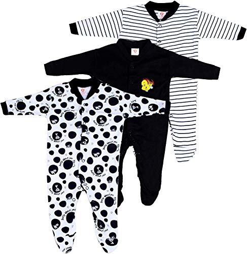 Image of My Baby Town Born Baby Multi-Color Long Sleeve Cotton Sleep Suit Romper for Kids, Boys and Girls