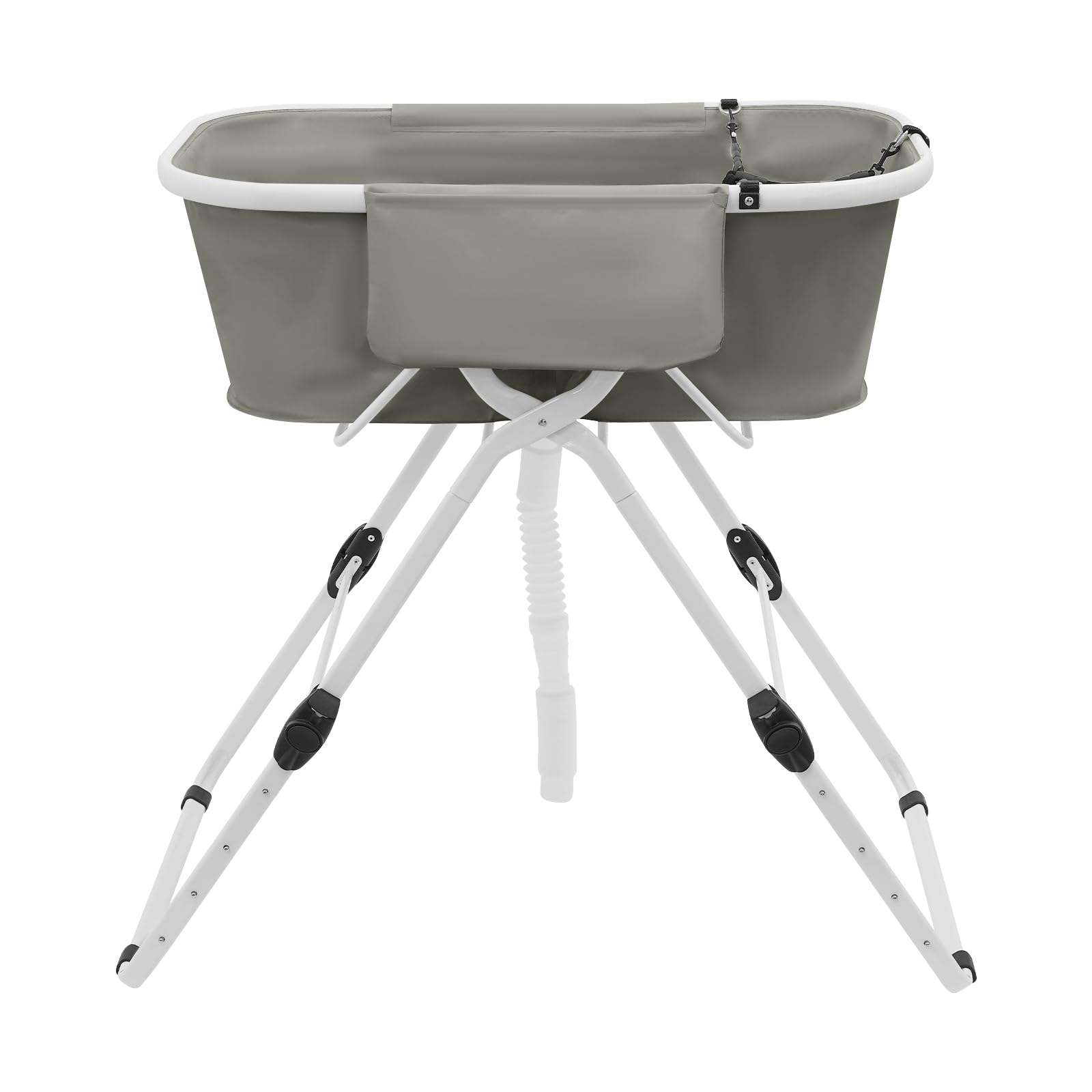 Hundebadewanne ErhöHtes Haustierbadewanne Klappbar 70-100cm HöHenverstellbar, 68Kg Belastbar BodenstäNder Faltbar für Auto GepäCkraum, Geeignet für Kleine Bis Mittlere Hunde Katzen, Weiß+Grau