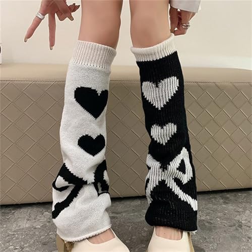 Goth Knitted Leg Warmers for Women Punk Flared Graphic Long Rave Y2k2