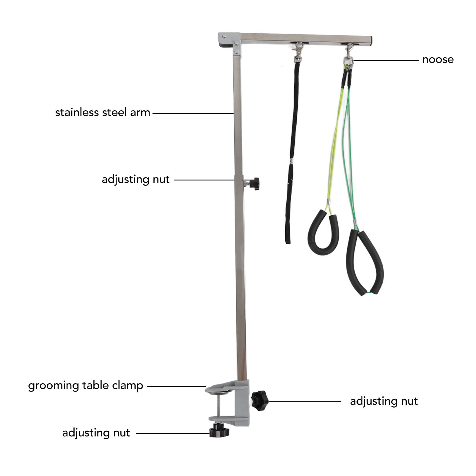 SorandyDog Grooming Table Arm with Clamp and Noose, Height Adjustable  Foldable Stainless Steel Dog Grooming Stand Grooming Restraint for Small  Medium