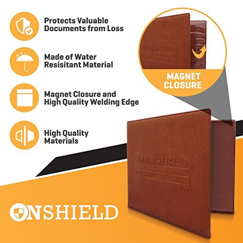 Onshield Car Registration And Insurance Card Holder With Magnetic Closure - Water-Resistant - Car Accessories For Any Type Of Vehicle - Insurance Card Holder - Important Document Organizer #TOP1