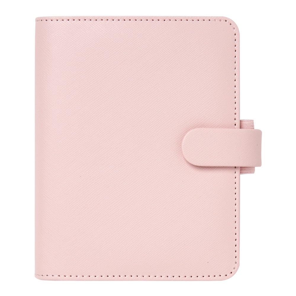 Filofax Agenda settimanale 2025 in saffiano, formato tascabile, colore cipria, effetto pelle, 6 anelli, multilingue (C022697-25)