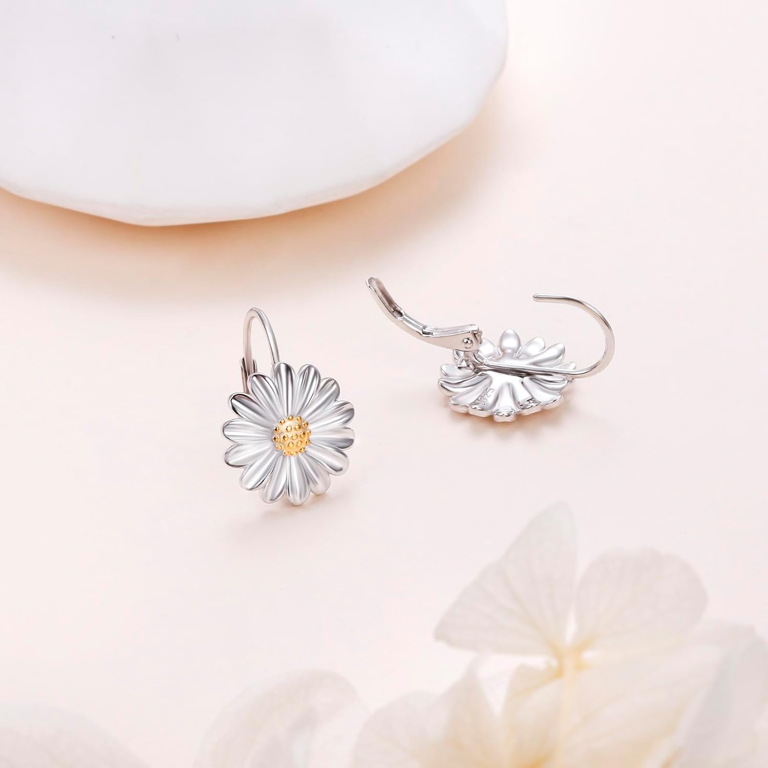 925 Sterling Silver Leverback Earrings Drop Dangle for Women Flower Jewelry Birthday Gift