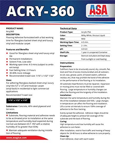 Multipurpose Flooring Adhesive, Fast Working Time | Works Well on Fiberglass Sheet Vinyl, Luxury Tile, and Modular Carpet | 1 Gallon