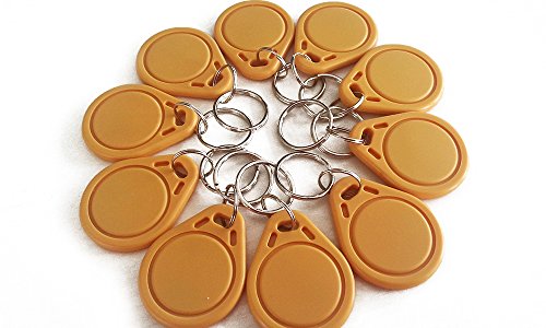 Anynfc Writeable Programmable Ntag 213 Waterproof NFC Keyfob Keychains Tags Compatible with All Current NFC Capable Devices, Phones, Tablets and Computers (Yellow Colour, Pack of 10)