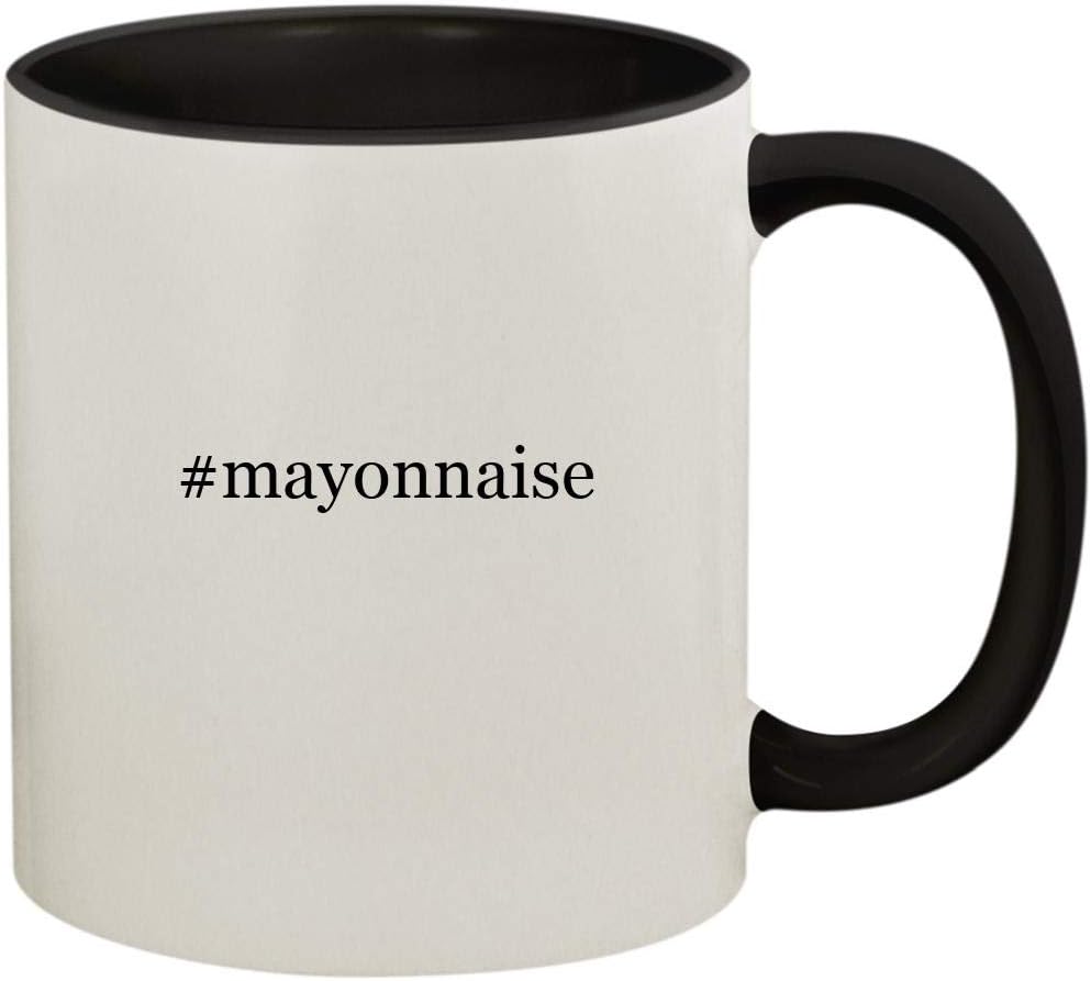 #mayonnaise - 11oz Ceramic Colored Handle and Inside Coffee Mug Cup, Black