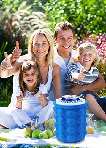 Ice Cube Mold Ice Cube Trays, New 3D Ice Cubes Maker(2 In 1), Large Cylindrical Silicone Ice Bucket For Frozen Cocktail, Beverages And More - Blue #TOP4