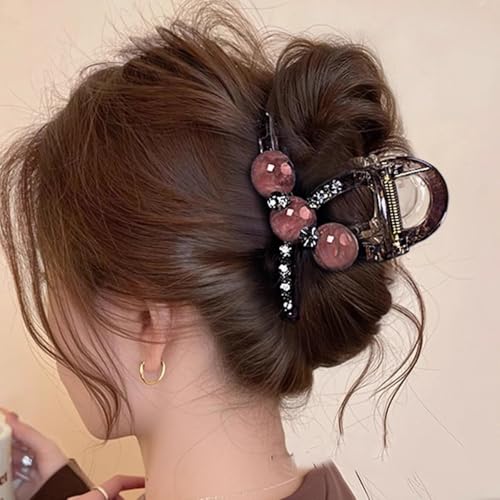 Pinza de cabello con perlas rosa púrpura miniatura 4