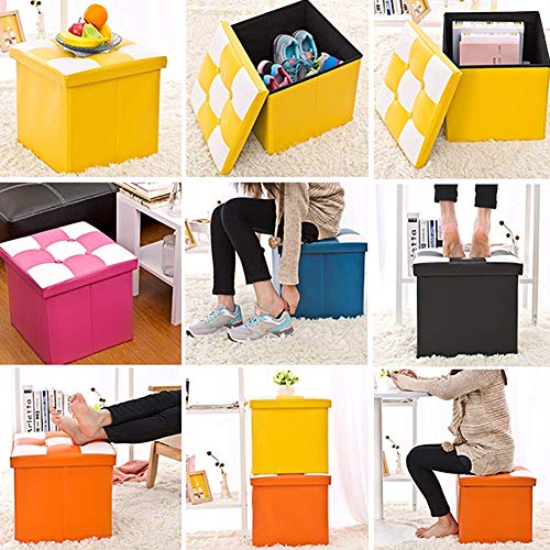 Tabouret de rangement Dunki pouf carré et coffre bleu rose - 6
