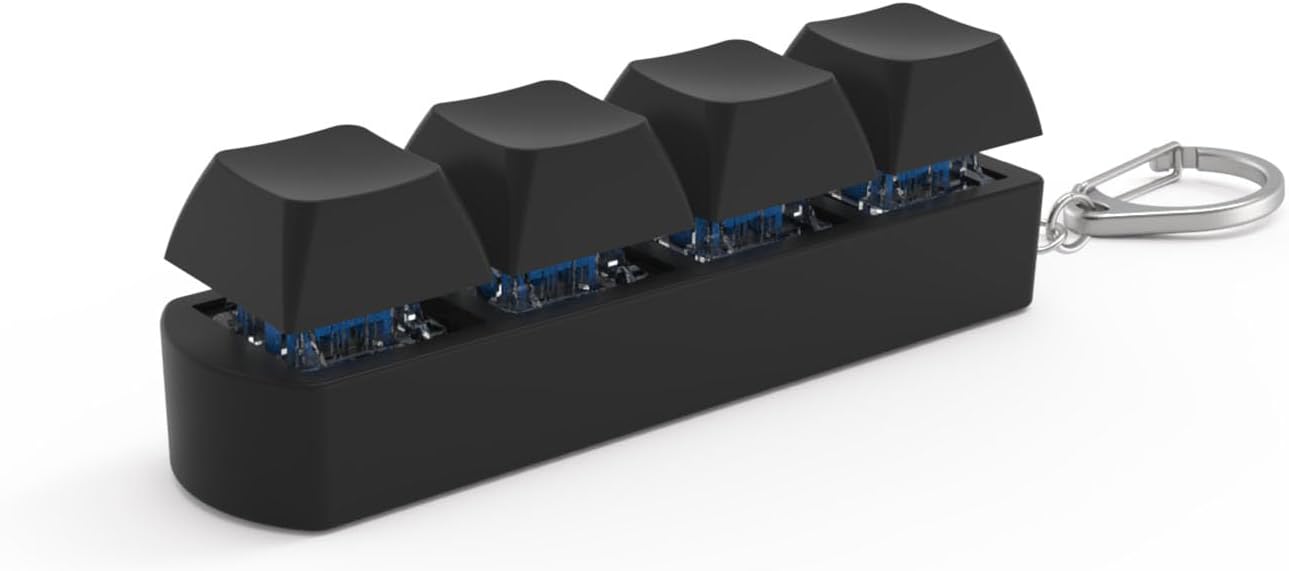 Keyboard Fidget Toy, Fidget Toys Keyboard, 4 Button Fidget Keyboard Keychain Stress Relief Toys ,Multi-Functional Keychain Fidget, Funny Finger Keyboard Keychain Fidget Toys Without Lights(Black)