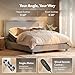 FLEXISPOT All-in-One Adjustable Bed Frame with Upholstered Flange Edge Headboard & Bamboo Mattress–Queen,Synchronized Head&Foot Lift for Relaxation–5Y Motor&10Y Frame & Mattress Warranty,Light Grey