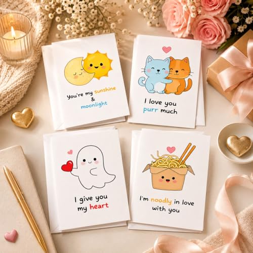 Image of Pack of 12 | Cute Illustrated Notecards with White Envelopes | 4x3 Inch | Blank Greeting Cards