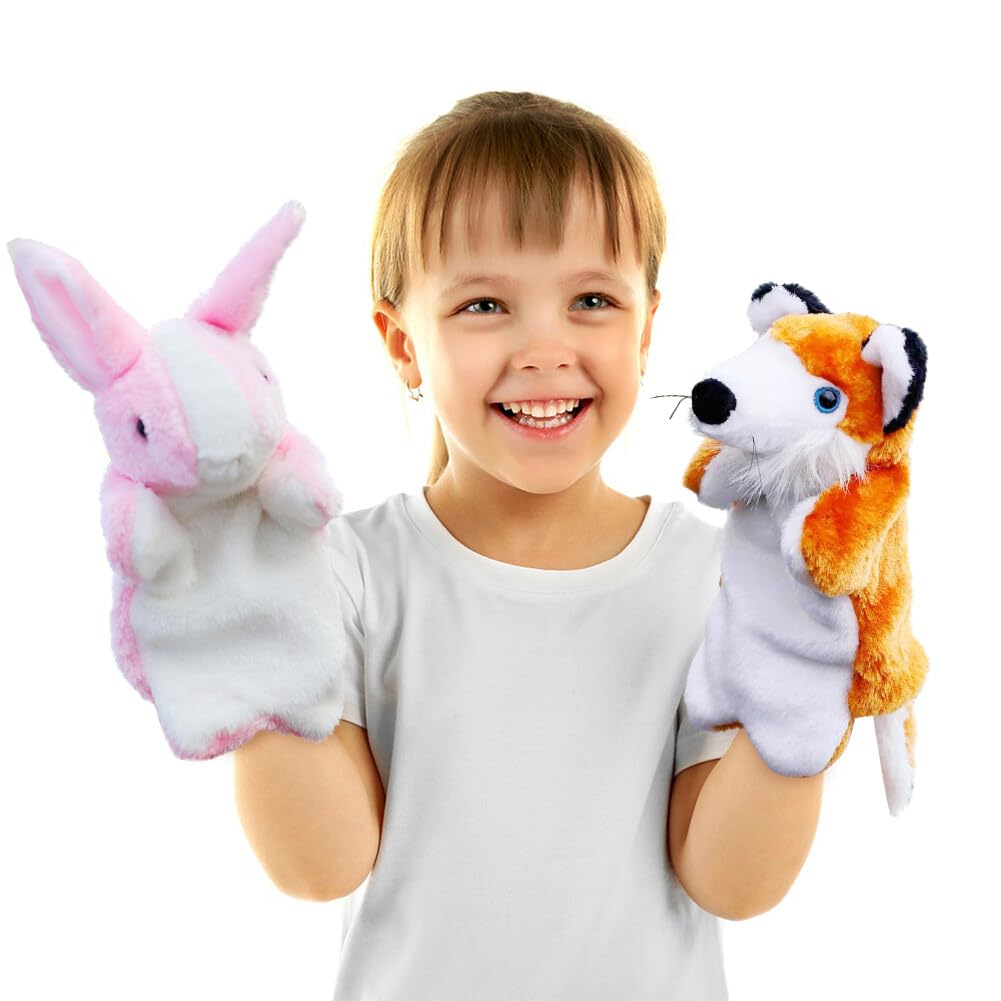 LICHENGTAI Marionnettes à Main Animaux pour Enfant, Jouets Animaux en Peluche Douce, Marionnettes Animaux De Théâtre Interactif Marionnettes à Main Jeu De RôLe pour Garçons Et Filles - 5