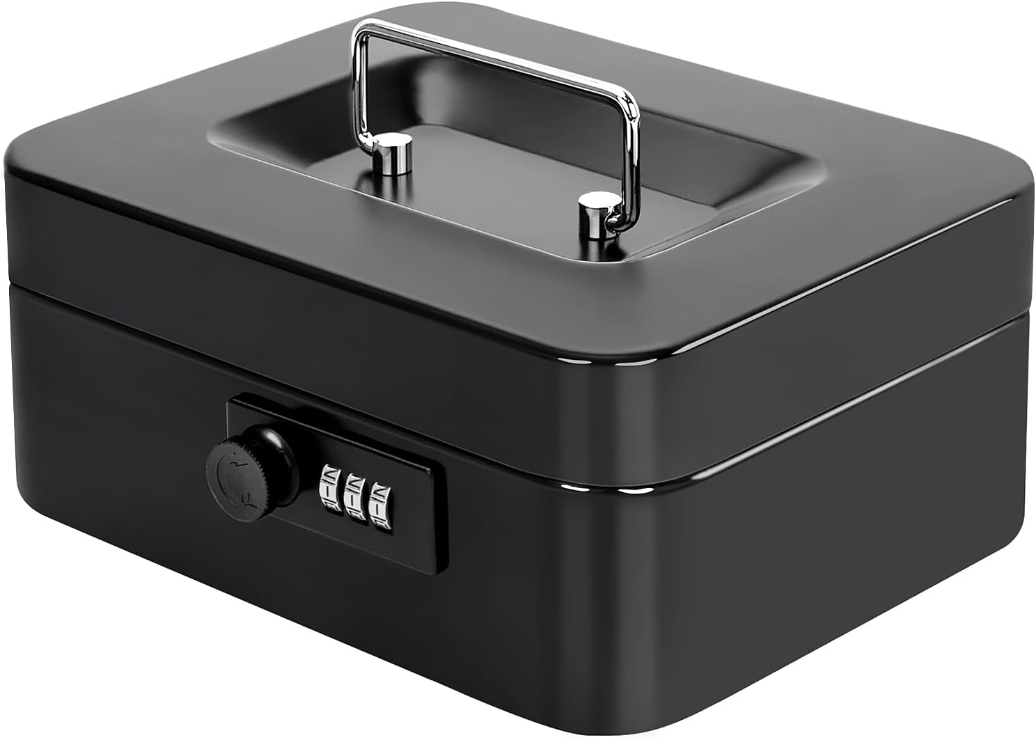 Jssmst Cash Box with Money Tray and Combination Lock - Secure Medication Lock Box for Home and Office Use, 7.87'' x 6.3'' x 3.54'' - Durable and Reliable Security Solution