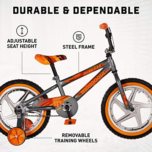 Mongoose Skid Boy's Freestyle Bmx Bike With Training Wheels, 16-Inch Wheels, Grey #TOP3