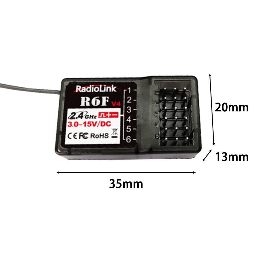 Receptor de 6 Canales 2.4G para Transmisor RC6GS V2/RC4GS V2/RC6GS/RC4GS/RC3S/RC4G/T8FB/ para Barcos RC