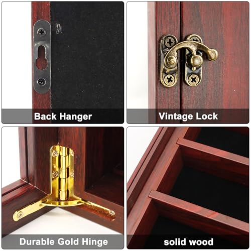 Image of FramePro Shadow Box Frame Display Case 18x24 with Removable Shelves, Deep Memory Box Trinket Knick Knack Shelf Cabinet for Collector, Keepsake Coins Military Medals Wedding Flowers Cherry
