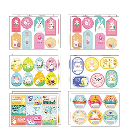 Étiquettes adhésives pour cadeaux de Pâques, Autocollants de nom de Pâques, étiquettes adhésives pour la collection de Pâques, étiquettes pour porte-noms pour emballages de cadeaux de Pâques Cover