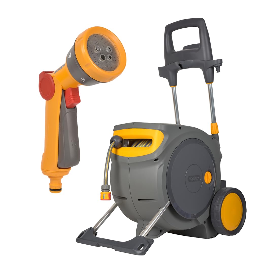 Hozelock Pro Cart | Auto Reel Mobile | Inc: 35M Garden Hosepipe, Multispray, Connector Set, Fittings | Automatic Rewind & Layering | Superior Mobility | Height Adjustable | Exclusive to Amazon — image 1