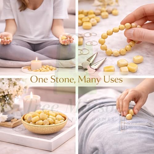 Image of Yellow-Zade Tumble Stone | 50 gm Tumbled Gemstones | Reiki Healing Stones | Home Decor Pebbles | Aquarium Gravel | Garden & Table Decor