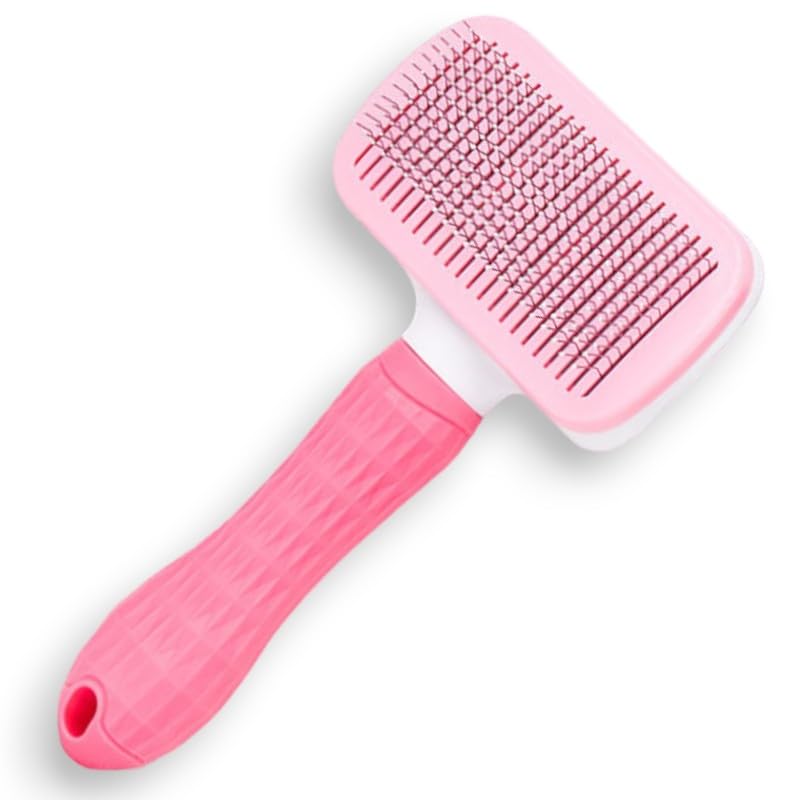 BLOCKBAT Cepillo para Perros y Gatos, Elimina el Pelo Muerto, Sistema Autolimpiante, Antiestático y Lavable, Respetuoso con la Piel, Cepillo Perro, Gatos accesorios, Perros Accesorios (Rosa)