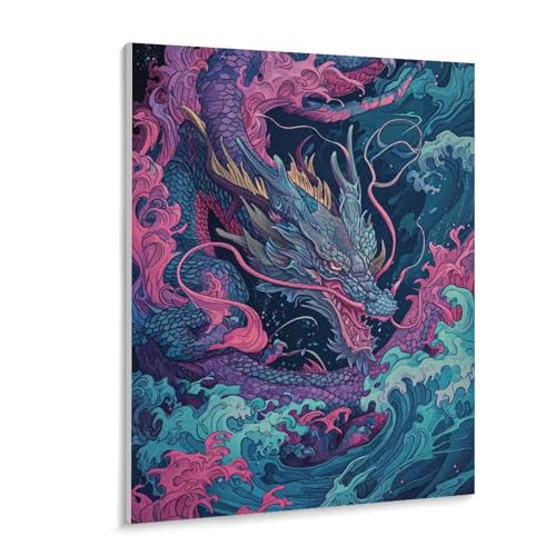 数字油絵 ラッセン 波を起こす龍 デジタル油絵 数字キットによる絵画 DIY絵 手塗り ファンタジーイラストアート 日本の文化と芸術 数字キット塗り絵 壁飾り ホーム オフィス装飾 数字塗り絵 手工芸 初心者 大人 子供 贈り物 40×50cm