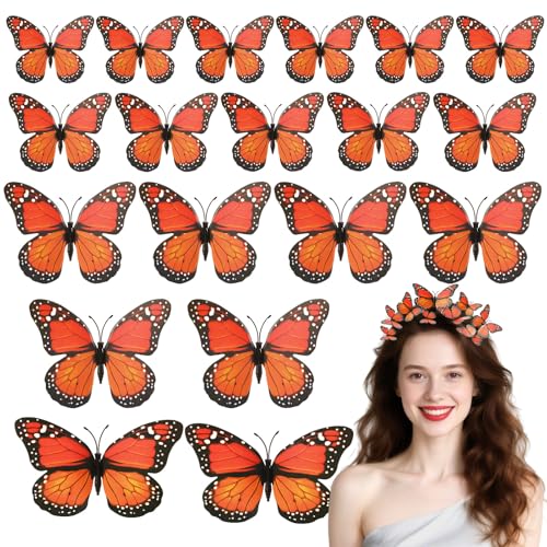 30 Pieces Monarch Butterfly Hair Clips 3D Artificial Butterflies Hair...