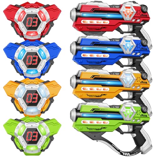Tag Guns Set of 4 Laser Tag with Digital LED Score Display Vests for Teens, Family and Adults Fun,Birthday Gift Toys for Kids Ages 6 7 8 9 10 11 12+Year Old Boy & Girls