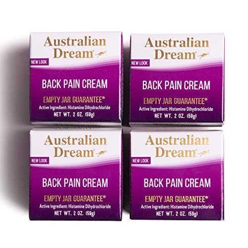 Australian Dream Back Pain Cream, 2 oz. Jar, 4 Pack – Penetrating Relief for Neck, Body & Muscle Soreness – Odor-Free, Non-Greasy, Non-Burning, Max Strength